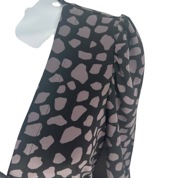 Ann Taylor Dress Womens Petite 2 Black Print Wrap Long Sleeve Jersey Knit NEW - Picture 8 of 16